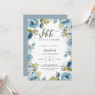 Vintage Floral Elegante Überraschungs-Geburtstagsf Einladung