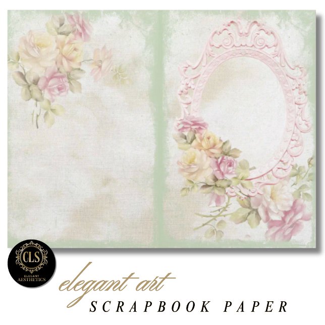 Vintage Floral Ephemera #6 Scrapbook Paper  (Decoupage Paper – Vintage Floral Ephemera 6)