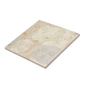 Vintage Floral Face Line Pattern (1) Fliese (Seite)