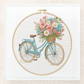Vintage Floral Fahrrad Cottagecore Glasuntersetzer