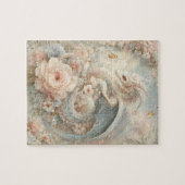 Vintage Floral Fantasy Dragon Pastel Nostalgia Puzzle (Horizontal)
