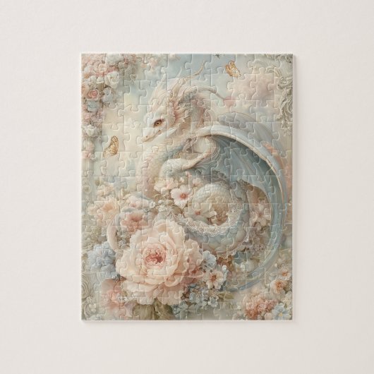 Vintage Floral Fantasy Dragon Pastel Nostalgia Puzzle (Vertikal)