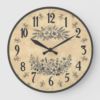 Vintage Floral Farmhouse Wall Clock Große Wanduhr