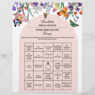 Vintage Floral Find The Guest Brautparty-Bingo Flyer