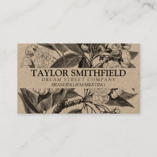 Vintage Floral Fine Line Kraft-Visitenkarte Visitenkarte