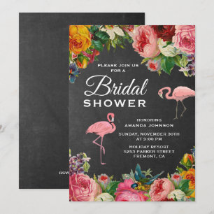 Vintage Floral Flamingo Hochzeitsdusche-Einladung Einladung