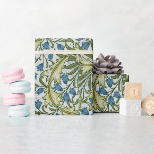 Vintage Floral Foliage Blumen Hasenglöckchen Blau Geschenkpapier