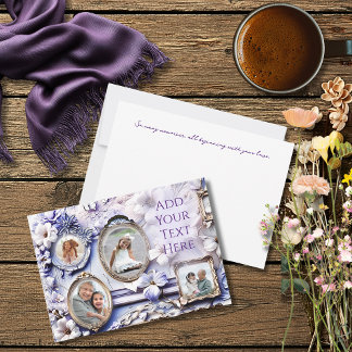 Vintage Floral Frame Collage with Soft Lavender Feiertagskarte