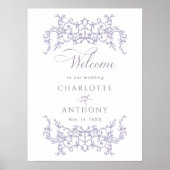 Vintage Floral Frame Lavender Wedding Welcome Poster (Vorne)