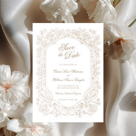 Vintage Floral Frame Save The Date Invitation Einladung