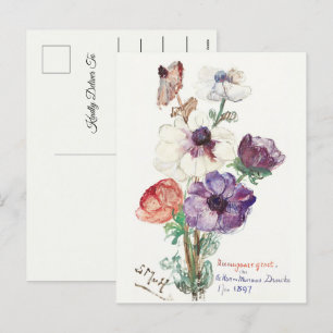 Vintage Floral Frohes Neues Jahr Feiertagspostkarte