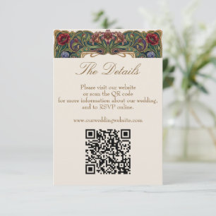 Vintage Floral Garden Hochzeits-Website QR-Code In Begleitkarte