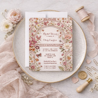Vintage Floral-Garten-Braut-Tagung Einladung