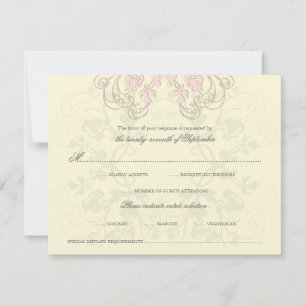 Vintage floral Geblüht Baby Pink RSVP Karte
