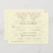 Vintage floral Geblüht Baby Pink RSVP Karte (Vorne/Hinten)
