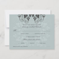 Vintage floral Geblüht Charcoal Blue RSVP Card