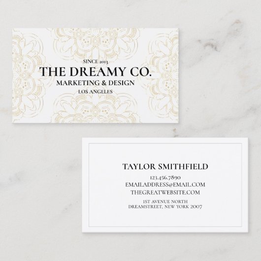 Vintage Floral-Gold-Musterkarte Visitenkarte (Vorne/Hinten)