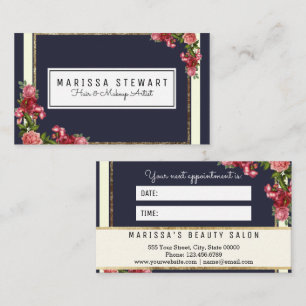 Vintage Floral Gold Stripes Terminierungskarte Terminkarte
