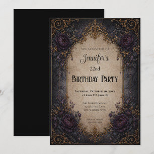Vintage Floral Gothic Geburtstagseinladung Einladung
