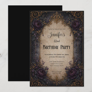 Vintage Floral Gothic Geburtstagseinladung Einladung