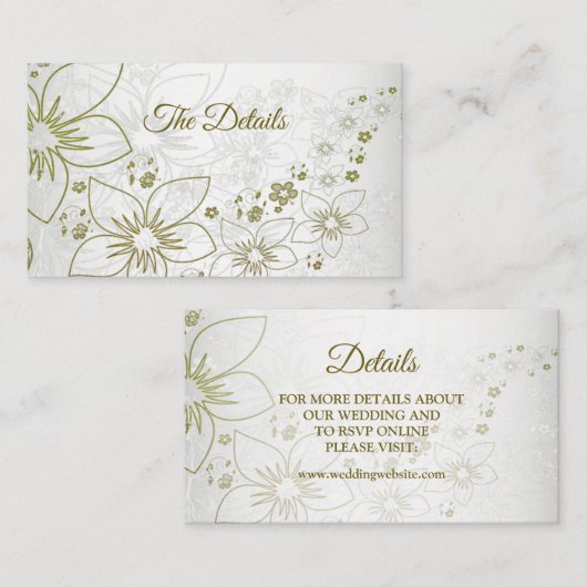 Vintage Floral Greenery  Elegant Wedding Detail Begleitkarte (Vorne/Hinten)