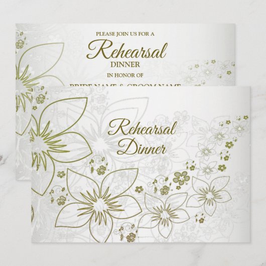 Vintage Floral Greenery Rehearsal Dinner Party Einladung (Vorne/Hinten)
