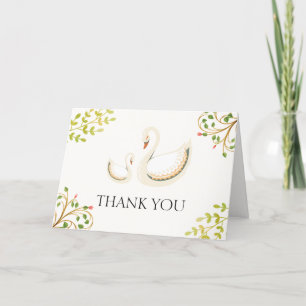 Vintage Floral Grünzeug Schwan Baby Shower Dankeskarte