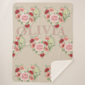 Vintage Floral Heart Personalized Name Sherpadecke (Vorderseite)
