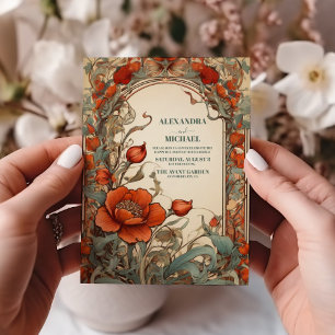 Vintage-Floral-Hochzeitsdekoration im Jugendstil Einladung