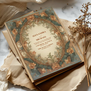Vintage-Floral-Hochzeitsfeier im Jugendstil Einladung
