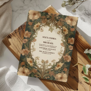 Vintage-Floral-Hochzeitsfeier im Jugendstil Einladung