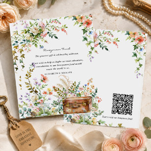 Vintage Floral Honeymoon-Fonds QR-Code-Beilage Begleitkarte
