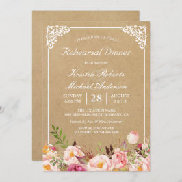 Vintage floral Kraft | Hochzeitsessen Probe Einladung