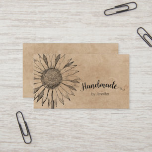 Vintage floral Kraft Minimalistisch Handmade Visitenkarte