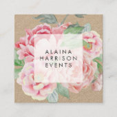 Vintage floral Kraft Quadratische Visitenkarte (Vorderseite)