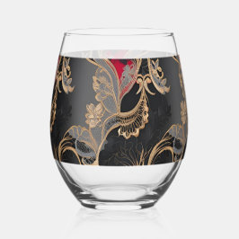 Vintage Floral Lace Black and Gold Weinglas Ohne Stiel