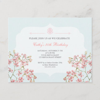 Vintage Floral Lila Damask Erwachsene Geburtstagsp Einladung