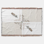 Vintage Floral Literary Manuscript Woven Fringe Decke (Vorderseite)