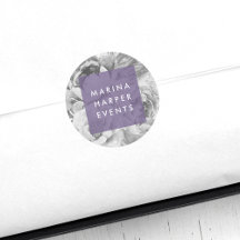 Vintage Floral-Logo-Aufkleber | Violett