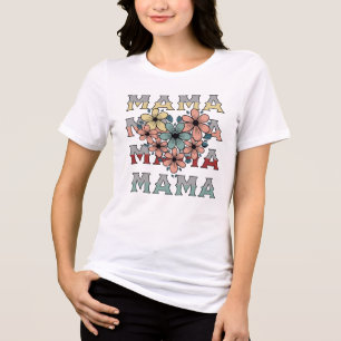 Vintage floral Mama Design Tri-Blend Shirt