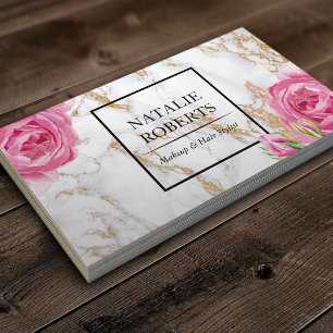 Vintage Floral Moderne Goldmarmor-Makeup-Artistin Visitenkarte
