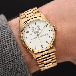 Vintage floral monogram  neutral  armbanduhr