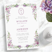 Vintage Floral Monogram Wedding Einladung
