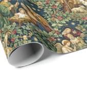 Vintage Floral Nativity on Midnight Blue Geschenkpapier (Rolleneckpunkt)