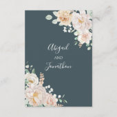 Vintage Floral Navy Blue Wedding Direction Insert (Rückseite)