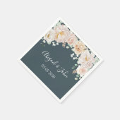 Vintage Floral Navy Blue Wedding Napkin Serviette (Ecke)
