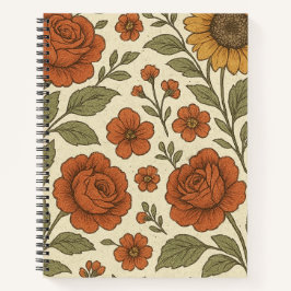 Vintage Floral Notebook – Cozy Botanical Flower  Notizblock
