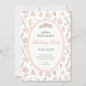 Vintage floral pastel birthday einladung (Vorderseite)