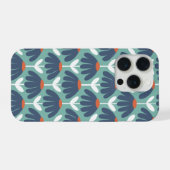 Vintage Floral Pattern Blue & Red iPhone Hülle (Rückseite (Horizontal))
