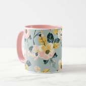 Vintage Floral Pattern Coffee Mug Tasse (Vorderseite Links)